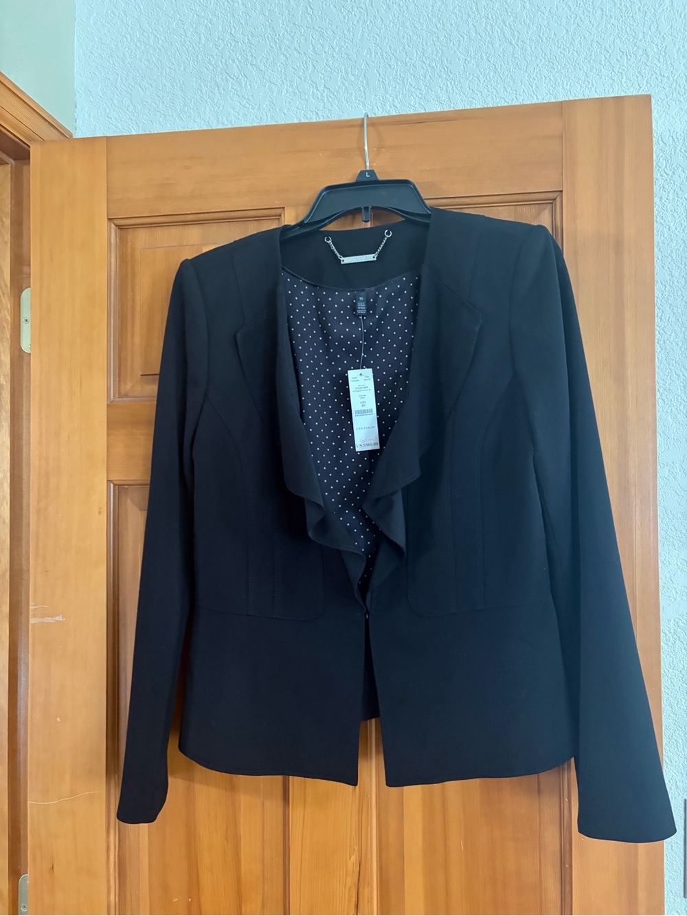 White House black market Black Women's Ruffle-Front Blazer Jacket